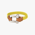 Elastic Shackle Bracelet - Silver Plated, Fluorescent Yellow Elastic Cord - B0150 MCY05-CXC-Renee Taylor Gallery