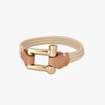 Elastic Shackle Bracelet - Gold Plated, Beige Elastic Cord - B0150 OCB05-CXC-Renee Taylor Gallery