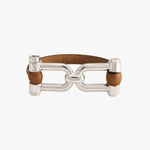 Double Shackle Bracelet - Silver Plated, Camel Leather - B0153 MCA03-CXC-Renee Taylor Gallery