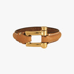 Shackle Bracelet Dune Leather - Gold Plated, Camel Leather - B0166 ORC03-CXC-Renee Taylor Gallery
