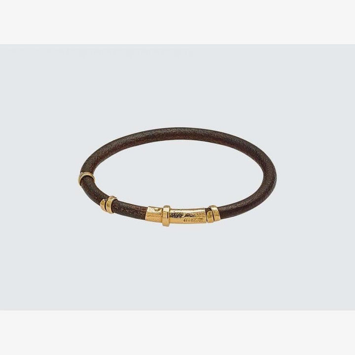 5mm Leather Bracelet with Handmade Gold Elements, Concealed Clasp - B112-Misani Milano-Renee Taylor Gallery
