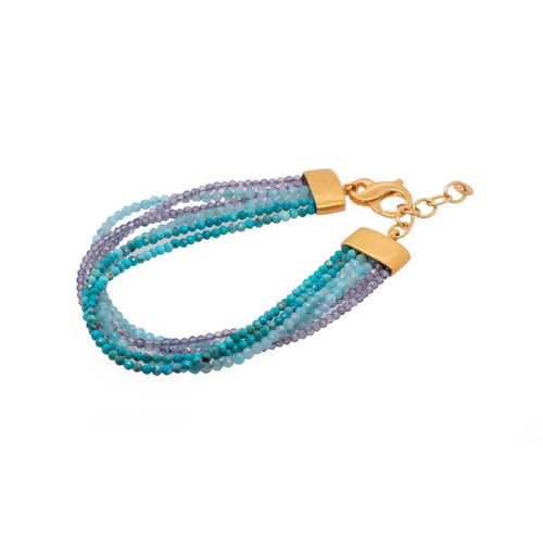 2mm, 6 Strand, Turquoise, Amazonite, Lolite Bracelet - B1426-M010-Joyla-Renee Taylor Gallery