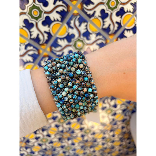 Blue Jasper & Sterling Silver Cuff Bracelet-Carol Kahn-Renee Taylor Gallery