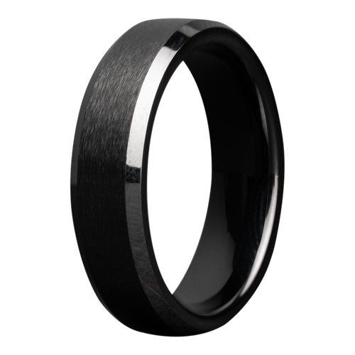 (6mm) Black Ceramic Bevel Satin Finish Center and High Polish Edges - K6BC107-10-Heavy Stone-Renee Taylor Gallery