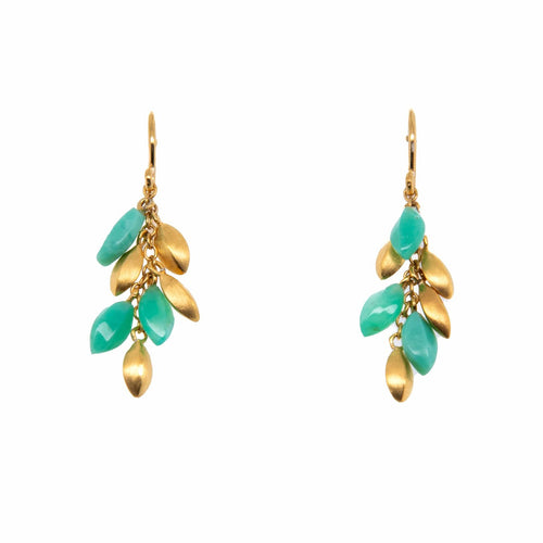 Bliss Short Bunch Chrysoprase 24K Gold Vermeil Earrings-Joyla-Renee Taylor Gallery