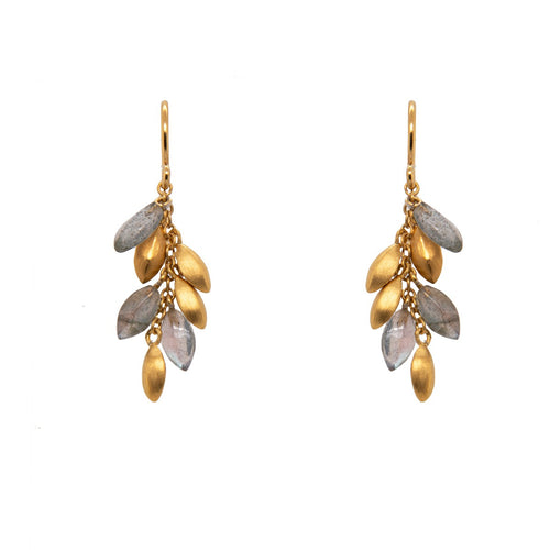 Bliss Short Bunch Labradorite 24K Gold Vermeil Earrings-Joyla-Renee Taylor Gallery