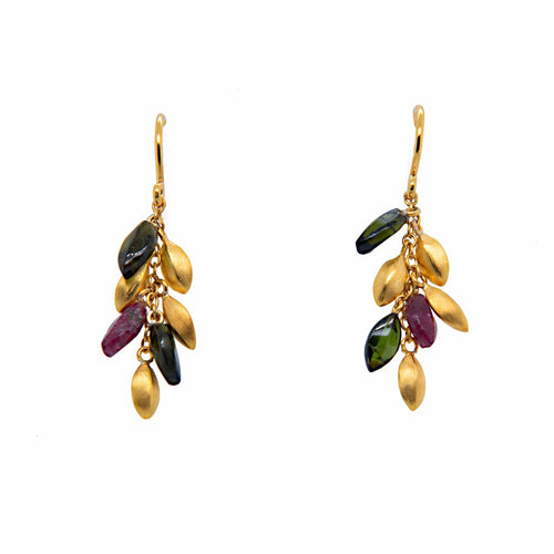 Bliss Short Bunch Multi Tourmaline 24K Gold Vermeil Earrings-Joyla-Renee Taylor Gallery