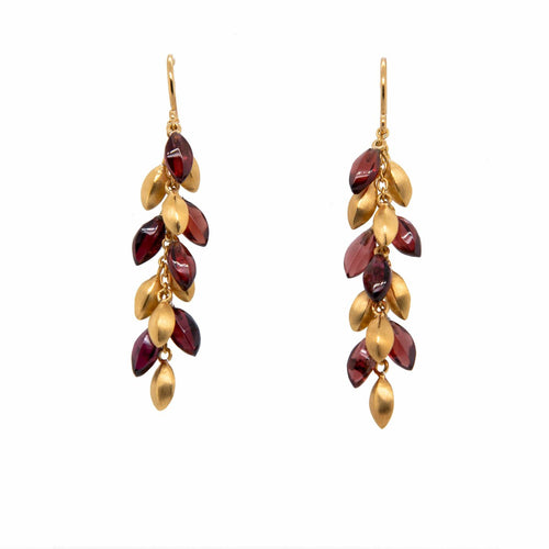 Bliss Long Bunch Garnet 24K Gold Vermeil Earrings-Joyla-Renee Taylor Gallery