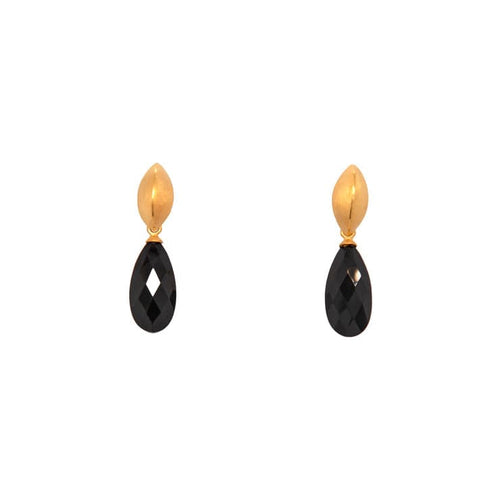Bliss Black Spinel 24K Gold Vermeil Earrings-Joyla-Renee Taylor Gallery