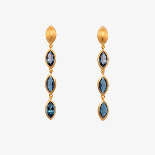Bliss Three Stone Dangle Earrings London Blue Topaz - BE7LBT-Joyla-Renee Taylor Gallery