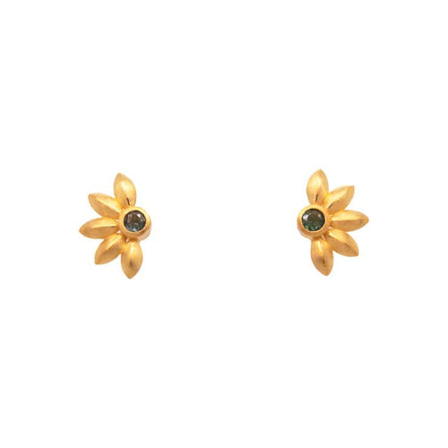 Bliss Green Tourmaline Flower 24K Gold Vermeil Earrings-Joyla-Renee Taylor Gallery