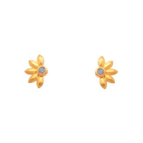 Bliss Labradorite Flower 24K Gold Vermeil Earrings-Joyla-Renee Taylor Gallery