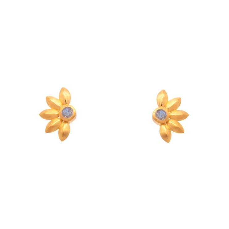 Bliss Labradorite Flower 24K Gold Vermeil Earrings-Joyla-Renee Taylor Gallery