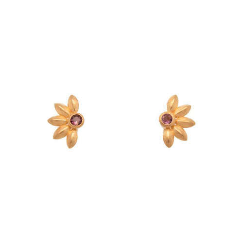 Bliss Pink Tourmaline Flower 24K Gold Vermeil Earrings-Joyla-Renee Taylor Gallery