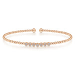 14K Rose Gold Bujukan Cuff Bracelet with Cluster Diamond Stations - BG4116-62K45JJ-Gabriel & Co.-Renee Taylor Gallery