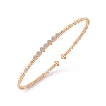 14K Rose Gold Bujukan Cuff Bracelet with Cluster Diamond Stations - BG4116-62K45JJ-Gabriel & Co.-Renee Taylor Gallery