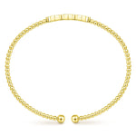 14K Yellow Gold Bujukan Cuff Bracelet with Cluster Diamond Hexagon Stations - BG4117-62Y45JJ-Gabriel & Co.-Renee Taylor Gallery