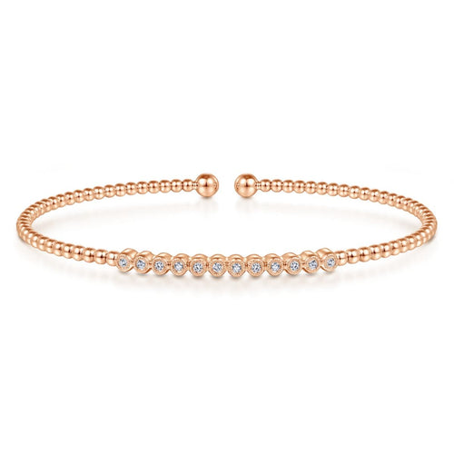 14K Rose Gold Bujukan Cuff Bracelet with Diamond Stations - BG4118-Gabriel & Co.-Renee Taylor Gallery
