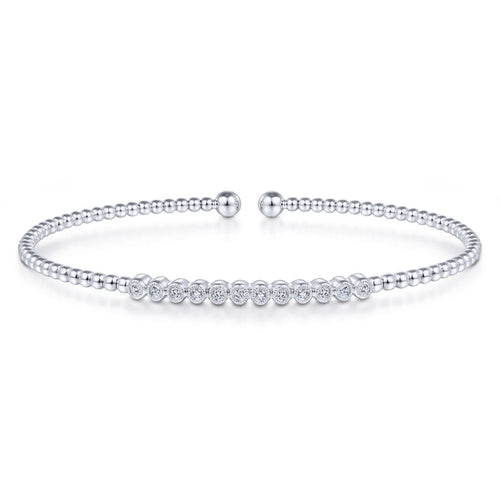 14K White Gold Bujukan Cuff Bracelet with Diamond Stations - BG4118-Gabriel & Co.-Renee Taylor Gallery