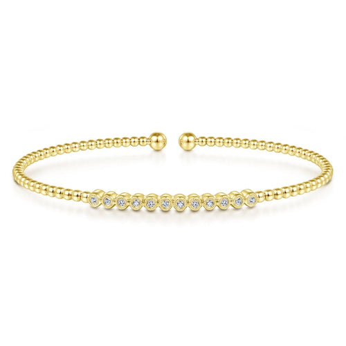 14K Yellow Gold Bujukan Cuff Bracelet with Diamond Stations - BG4118-Y-Gabriel & Co.-Renee Taylor Gallery