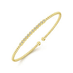 14K Yellow Gold Bujukan Cuff Bracelet with Diamond Stations - BG4118-62Y45JJ-Gabriel & Co.-Renee Taylor Gallery