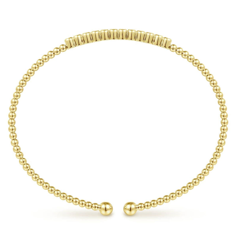 14K Yellow Gold Bujukan Cuff Bracelet with Diamond Stations - BG4118-62Y45JJ-Gabriel & Co.-Renee Taylor Gallery