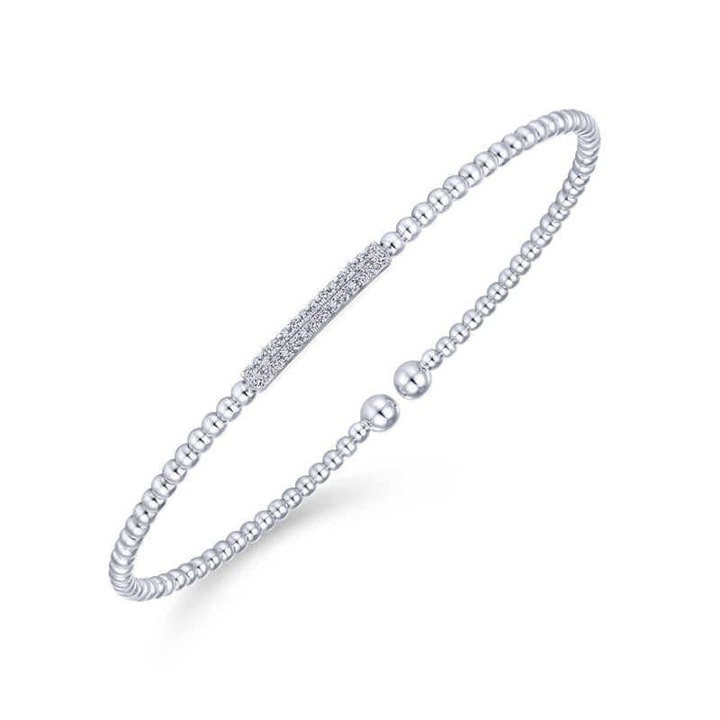 14K White Gold Bujukan Cuff Bracelet with Diamonds - BG4119-62W45JJ-Gabriel & Co.-Renee Taylor Gallery