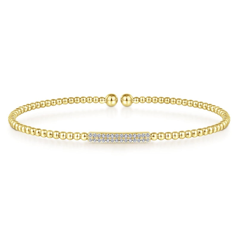 14K Yellow Gold Bujukan Cuff Bracelet with Diamonds - BG4119-62Y45JJ-Gabriel & Co.-Renee Taylor Gallery