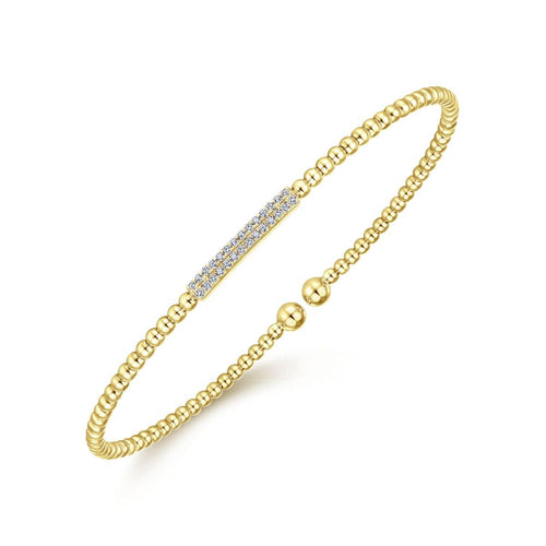 14K Yellow Gold Bujukan Cuff Bracelet with Diamonds - BG4119-62Y45JJ-Gabriel & Co.-Renee Taylor Gallery