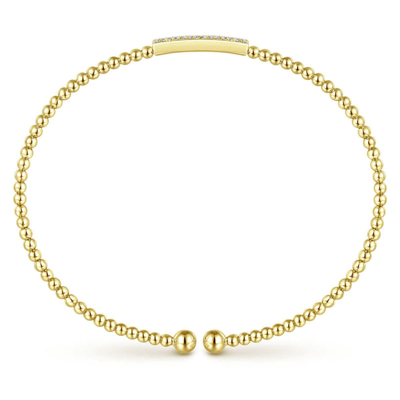 14K Yellow Gold Bujukan Cuff Bracelet with Diamonds - BG4119-62Y45JJ-Gabriel & Co.-Renee Taylor Gallery