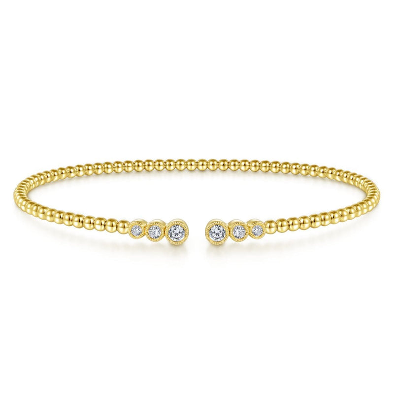 14K Yellow Gold Bujukan Split Cuff Bracelet with Diamonds - BG4120-62Y45JJ-Gabriel & Co.-Renee Taylor Gallery