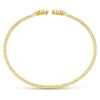 14K Yellow Gold Bujukan Split Cuff Bracelet with Quatrefoil Diamond Endcaps - BG4124-62Y45JJ-Gabriel & Co.-Renee Taylor Gallery