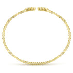 14K Yellow Gold Bujukan Split Cuff Bracelet with Quatrefoil Diamond Endcaps - BG4124-62Y45JJ-Gabriel & Co.-Renee Taylor Gallery