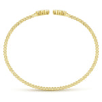 14K Yellow Gold Bujukan Split Cuff Bracelet with Quatrefoil Diamond Endcaps - BG4124-62Y45JJ-Gabriel & Co.-Renee Taylor Gallery