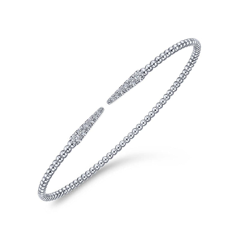 14K White Gold Split Bujukan Cuff Bracelet with Diamond Pavé Spikes - BG4216-62W45JJ-Gabriel & Co.-Renee Taylor Gallery