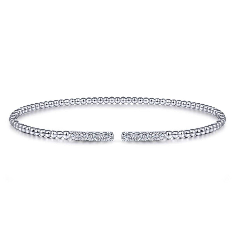 14K White Gold Bujukan Cuff Bracelet with Diamond Pavé Bars - BG4218-62W45JJ-Gabriel & Co.-Renee Taylor Gallery