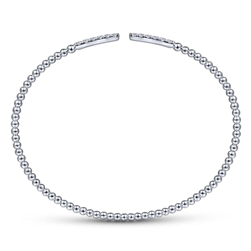 14K White Gold Bujukan Cuff Bracelet with Diamond Pavé Bars - BG4218-62W45JJ-Gabriel & Co.-Renee Taylor Gallery