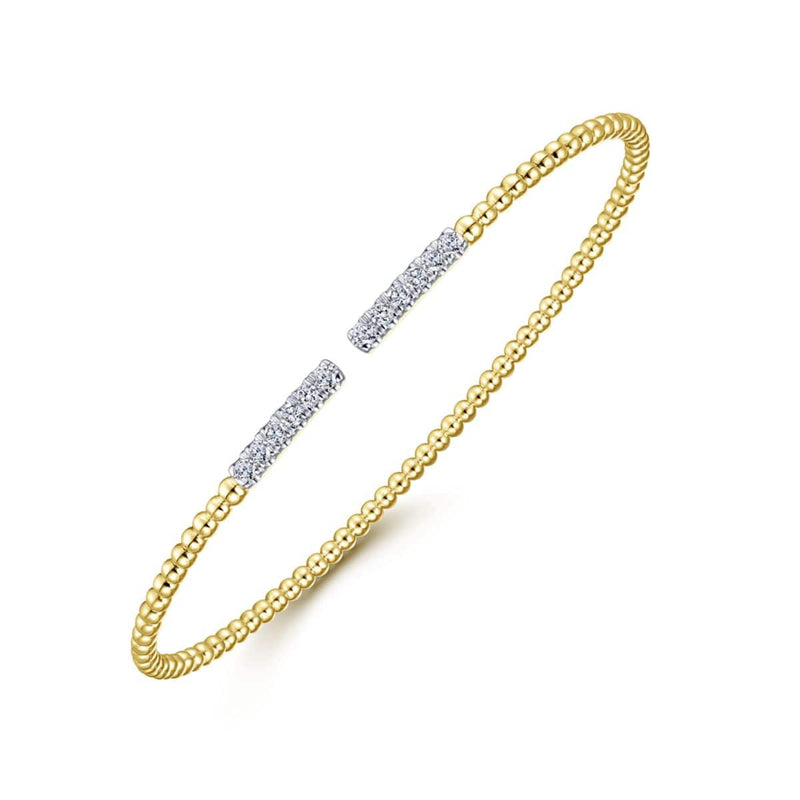 14K Yellow Gold Bujukan Cuff Bracelet with Diamond Pavé Bars - BG4218-62Y45JJ-Gabriel & Co.-Renee Taylor Gallery