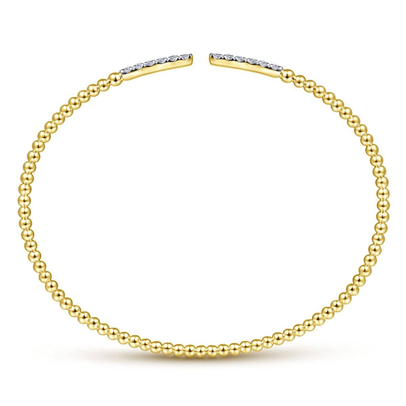 14K Yellow Gold Bujukan Cuff Bracelet with Diamond Pavé Bars - BG4218-62Y45JJ-Gabriel & Co.-Renee Taylor Gallery