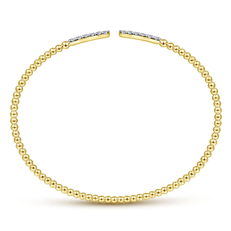 14K Yellow Gold Bujukan Cuff Bracelet with Diamond Pavé Bars - BG4218-62Y45JJ-Gabriel & Co.-Renee Taylor Gallery