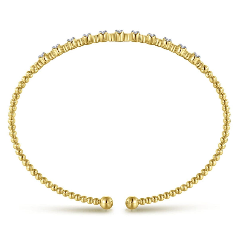 14K Yellow Gold Bujukan Cuff Bracelet with Diamond Stations - BG4228-62Y45JJ-Gabriel & Co.-Renee Taylor Gallery