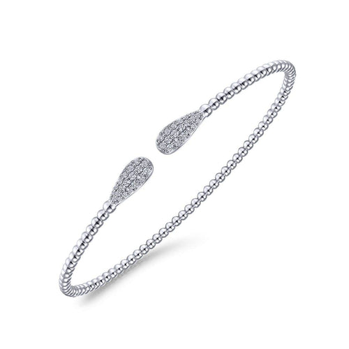 14K White Gold Bujukan Cuff Bracelet with Diamond Pavé Teardrops - BG4230-62W45JJ-Gabriel & Co.-Renee Taylor Gallery