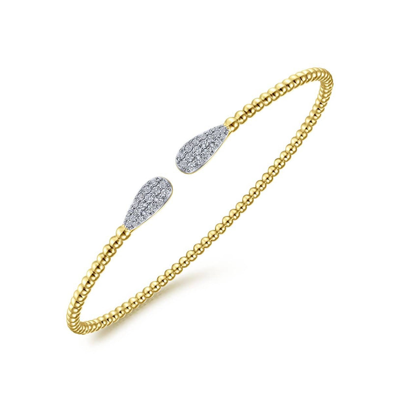 14K Yellow Gold Bujukan Cuff Bracelet with Diamond Pavé Teardrops - BG4230-62Y45JJ-Gabriel & Co.-Renee Taylor Gallery