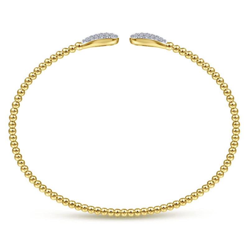 14K Yellow Gold Bujukan Cuff Bracelet with Diamond Pavé Teardrops - BG4230-62Y45JJ-Gabriel & Co.-Renee Taylor Gallery