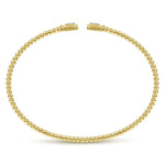 14K Yellow Gold Bujukan Split Cuff Bracelet with Diamond Pavé Hexagon Caps - BG4261-62Y45JJ-Gabriel & Co.-Renee Taylor Gallery