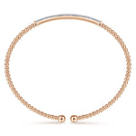 14K Rose Gold Bujukan Split Cuff Bracelet with Diamond Pavé Bar - BG4262-62K45JJ-Gabriel & Co.-Renee Taylor Gallery