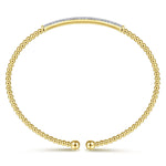 14K Yellow Gold Bujukan Split Cuff Bracelet with Diamond Pavé Bar - BG4262-62Y45JJ-Gabriel & Co.-Renee Taylor Gallery