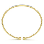 14K Yellow Gold Bujukan Split Cuff Bracelet with Diamond Pavé Bar - BG4262-62Y45JJ-Gabriel & Co.-Renee Taylor Gallery