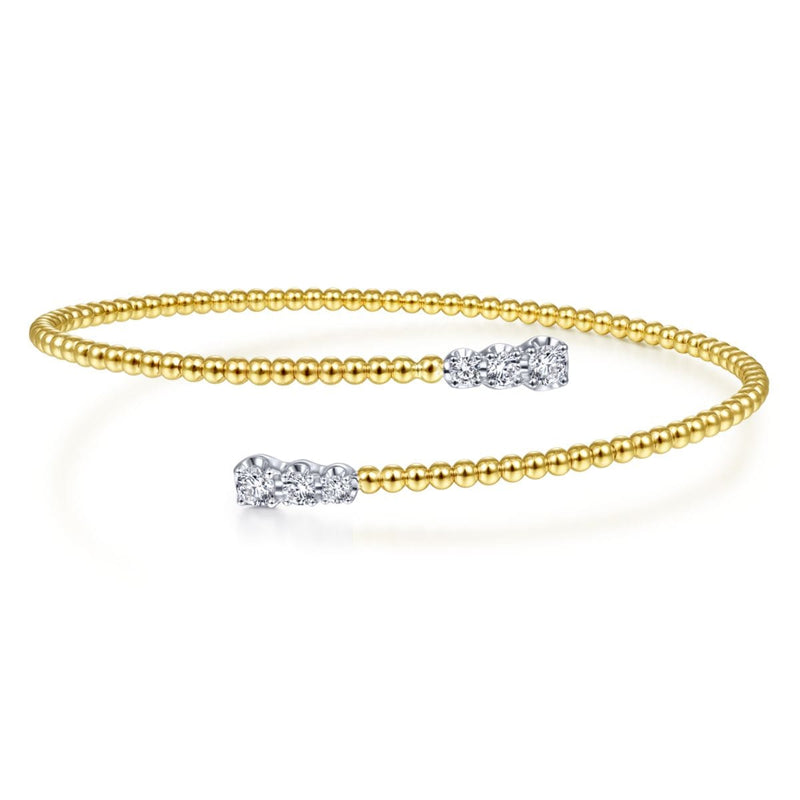 14K Yellow Gold Bujukan Bypass Bangle with Graduating Diamond Caps - BG4278-7M45JJ-Gabriel & Co.-Renee Taylor Gallery