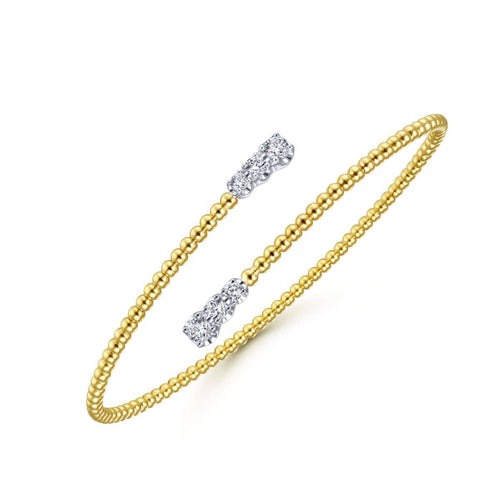 14K Yellow Gold Bujukan Bypass Bangle with Graduating Diamond Caps - BG4278-7M45JJ-Gabriel & Co.-Renee Taylor Gallery